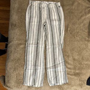 Cream and Green Linen Pants Size S